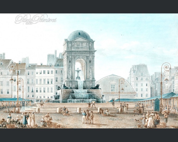 Vue animée de la fontaine des Innocents sous l'Empire Image 1