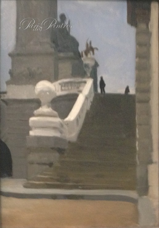 Two Figures at Top of Steps in Paris Image 1