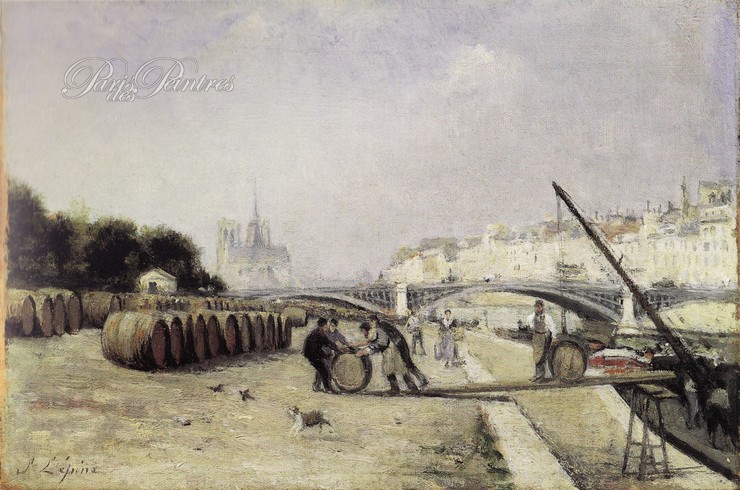 La Seine au pont Sully. Le port aux vins. Quai Saint-Bernard Image 1