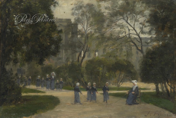 Sœurs et écolières dans les jardins des Tuileries Image 1