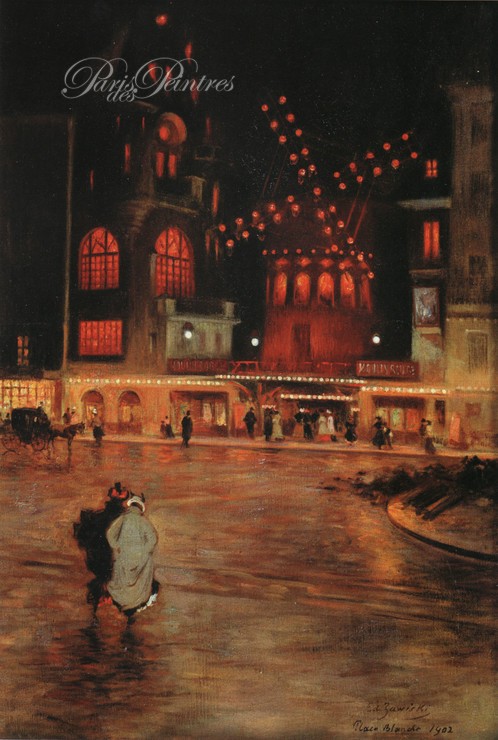 La Place Blanche, le Moulin-Rouge, effet du soir Image 1