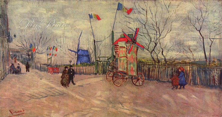 Scène de rue à Montmartre : le Moulin à Poivre Image 1